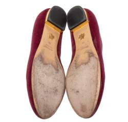 Charlotte Olympia Pink Velvet Embroidered Accent Loafers Size 39