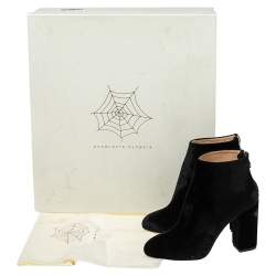 مملوكة مسبقًا Charlotte Olympia Black Velvet Alba Ankle Boots Size 36.5
