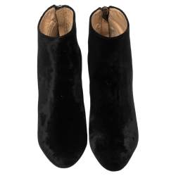 مملوكة مسبقًا Charlotte Olympia Black Velvet Alba Ankle Boots Size 36.5