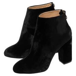 مملوكة مسبقًا Charlotte Olympia Black Velvet Alba Ankle Boots Size 36.5