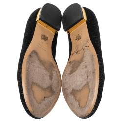 Pre Owned حذاء فلات شارلوت أوليمبيا كيتي قماش لوريكس أسود/ذهبي مقاس 37