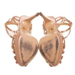 Pre Owned Charlotte Olympia Beige Satin Tiffani Platform Sandals Size  36.5