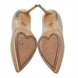Pre Owned Charlotte Olympia Metallic Gold Leather Monroe Pumps Size 39