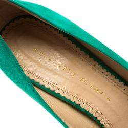 Charlotte Olympia Green Suede Dolly Platform Pumps Size 40