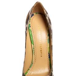 Charlotte Olympia Tricolor Animal Print Canvas Platform Pumps Size 38