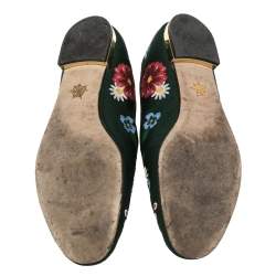 Pre Owned Charlotte Olympia Multicolor Fabric Floral Embroidered Flats Size 37.5