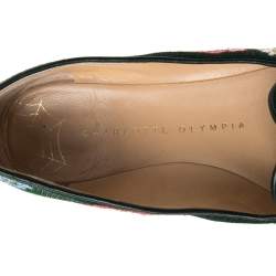 Pre Owned Charlotte Olympia Multicolor Fabric Floral Embroidered Flats Size 37.5
