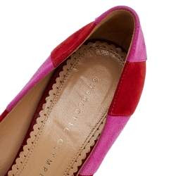 Pre Owned Charlotte Olympia Pink/Red Suede Striped Priscilla Platform Pumps Size 38