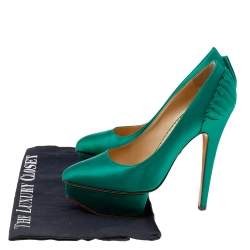 Pre Owned حذاء كعب عالي شارلوت اوليمبيا بالوما ساتان أخضر نعل خارجي مقاس 35.5