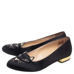 مملوكة مسبقًا صندل فلات شارلوت أوليمبيا إموتيكات تشيكي كيتي ساتان أسود مقاس 37