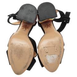 Charlotte Olympia Black Suede  Block Heel Ankle Strap Sandals Size 38.5