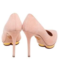 Pre Owned Charlotte Olympia Pink Suede Dotty Platform Pumps Size 36