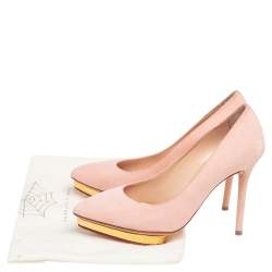 Pre Owned Charlotte Olympia Pink Suede Dotty Platform Pumps Size 36