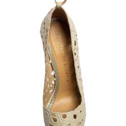 Charlotte Olympia Cream Cut Out Leather Scribble Dolores Pumps Size 36