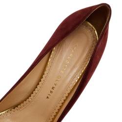 Charlotte Olympia Burgundy Suede Dolly Platform Pumps Size 40