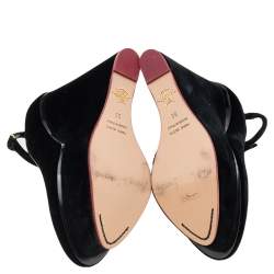 Charlotte Olympia Black Velvet and  Leather Trim Cat Embroidered Ankle Strap Sandals Size 36