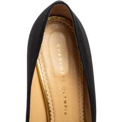 Charlotte Olympia Black Canvas Dolly Platform Pumps Size 41