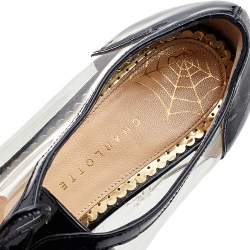 Charlotte Olympia Black/Transparent Patent Leather and PVC Erroll Brogues Size 38.5 