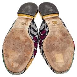 Pre Owned Charlotte Olympia Multicolor Printed Canvas Flat Mules Size 38