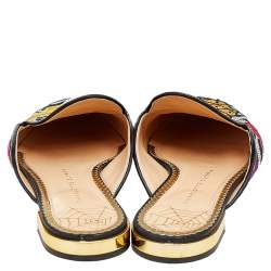 Pre Owned Charlotte Olympia Multicolor Printed Canvas Flat Mules Size 38
