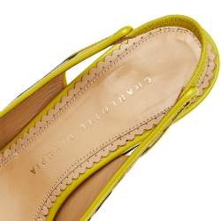 Charlotte Olympia Beige Leopard Print Fabric Slingback Sandals Size 37.5