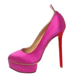 Charlotte Olympia Pink Satin Josephine Platform Pumps Size 38.5