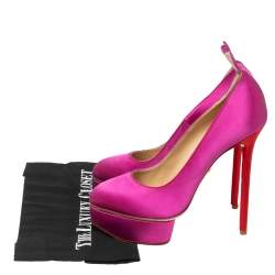Charlotte Olympia Pink Satin Josephine Platform Pumps Size 38.5
