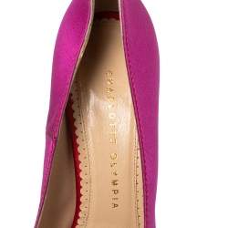 Charlotte Olympia Pink Satin Josephine Platform Pumps Size 38.5
