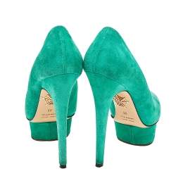 Charlotte Olympia Green Suede Dolly Platform Pumps Size 35