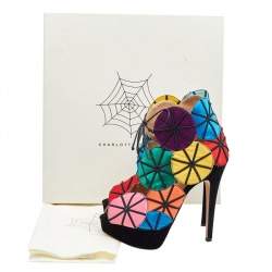 Charlotte Olympia Multicolor Satin Parasol Platform Sandals Size 36.5