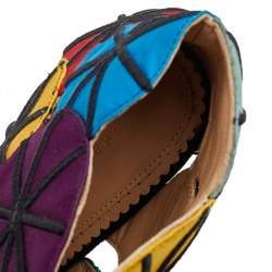 Charlotte Olympia Multicolor Satin Parasol Platform Sandals Size 36.5