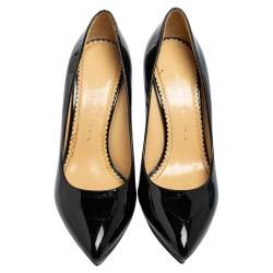 Charlotte Olympia Black Patent Leather Debbie Platform Pumps Size 38