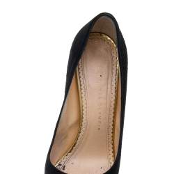 Charlotte Olympia Black Suede Dolly Platform Pumps Size 37.5 
