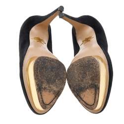 Charlotte Olympia Black Suede Dolly Platform Pumps Size 37.5 