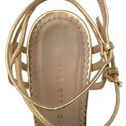 Charlotte Olympia Gold Leather Platform Sandals Size  40