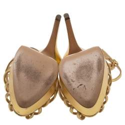 Charlotte Olympia Gold Leather Platform Sandals Size  40