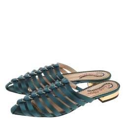 Charlotte Olympia Green Satin Caged Sandals Size 38