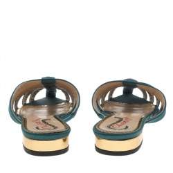 Charlotte Olympia Green Satin Caged Sandals Size 38