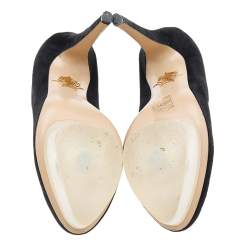 مملوكة مسبقًا Charlotte Olympia Black Suede Dolly Platform Pumps Size 37.5