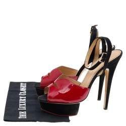 Charlotte Olympia Red Suede And Patent Leather Platform Sandals Size 39.5