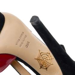 Charlotte Olympia Red Suede And Patent Leather Platform Sandals Size 39.5