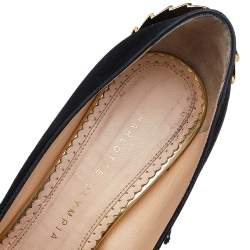 Pre Owned حذاء كعب عالي شارلوت اوليمبيا فانتاستيك دوللي سويدي أسود مزين دلاية بشراشيب مقاس 37