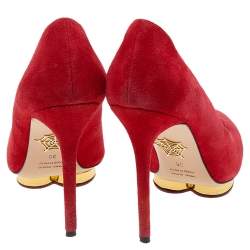 Charlotte Olympia Orange Suede Platform Pumps Size 38