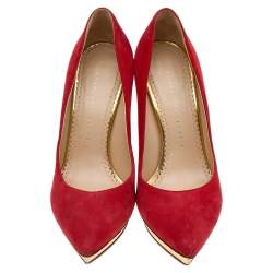 Charlotte Olympia Orange Suede Platform Pumps Size 38