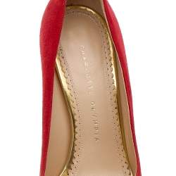 Charlotte Olympia Orange Suede Platform Pumps Size 38