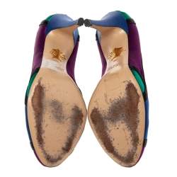 Pre Owned Charlotte Olympia Multicolor Satin Round Toe Pumps Size 39