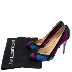 Pre Owned Charlotte Olympia Multicolor Satin Round Toe Pumps Size 39