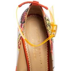 مملوكة مسبقًا Charlotte Olympia Multicolor Embroidered Fabric Dolly Ankle-Strap Pumps Size 40