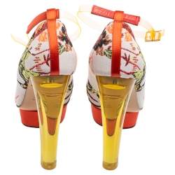 مملوكة مسبقًا Charlotte Olympia Multicolor Embroidered Fabric Dolly Ankle-Strap Pumps Size 40