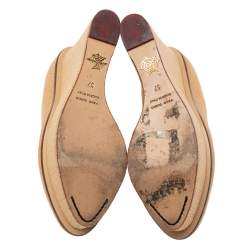 Pre Owned Charlotte Olympia Cream Yellow Raffia Carmen Wedge Platform Pumps Size 37